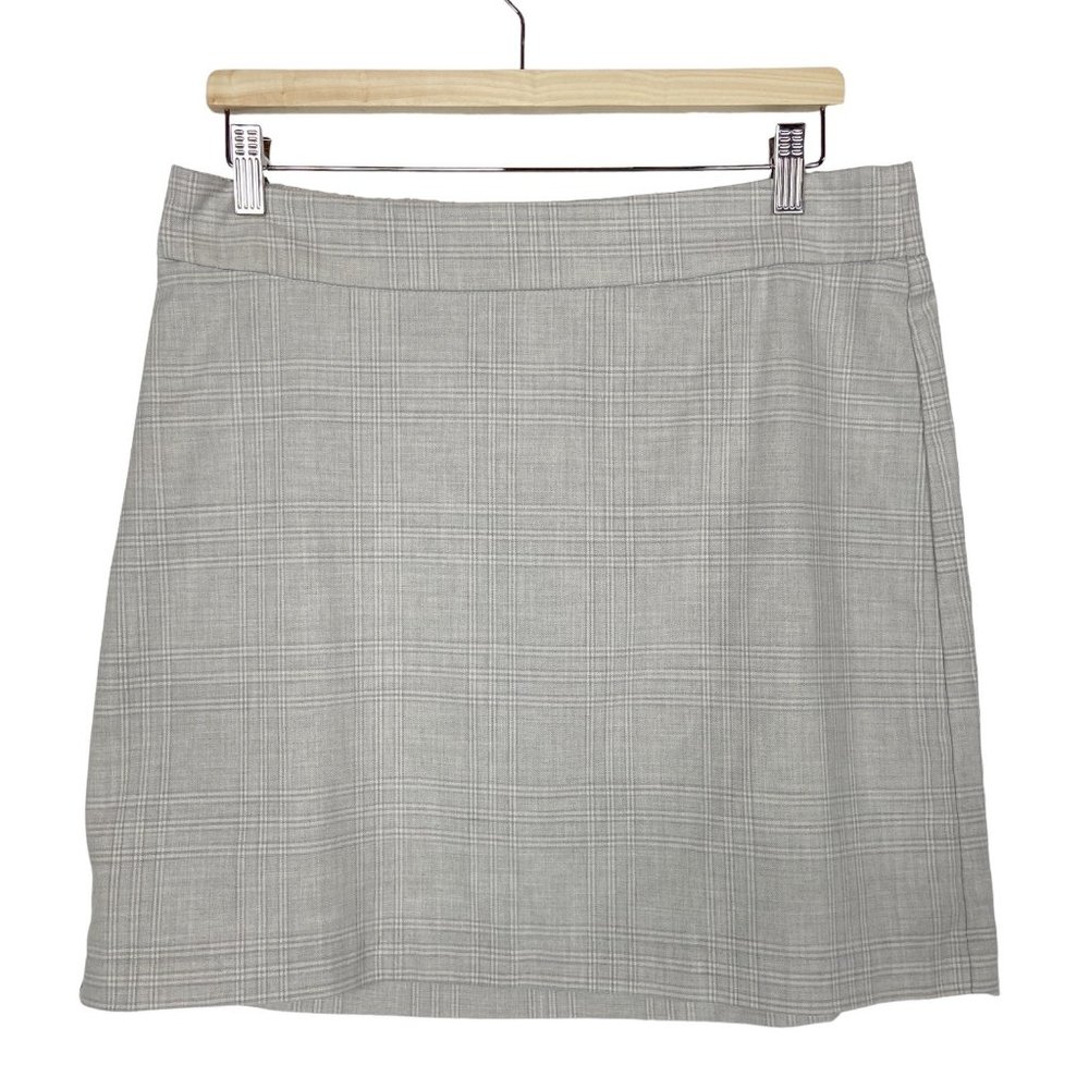 Rachel Zoe | Plaid Mini Skirt Gray White Women’s with Elastic Waist | Large
